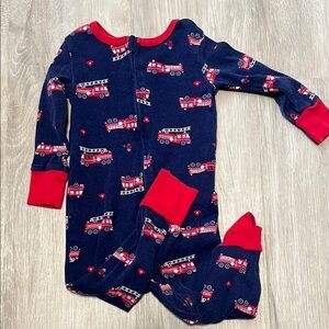 Navy Fire Truck Pajama Onesie